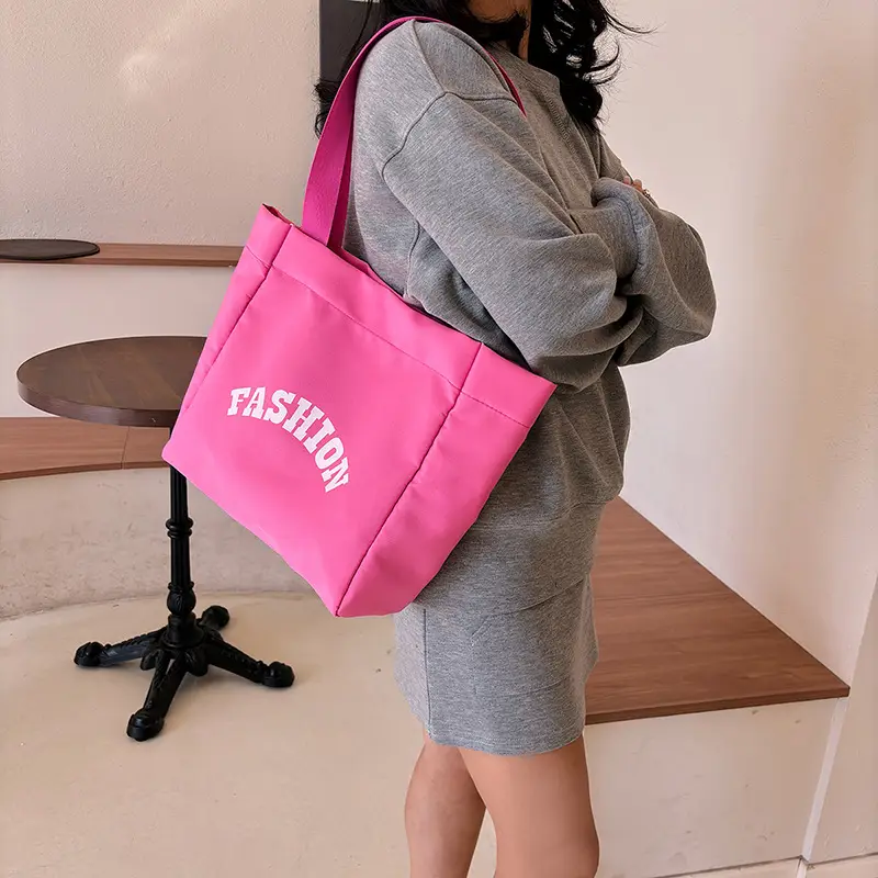 Women Summer Letter Printed Tote Bag White Large Capacity - Image 6
