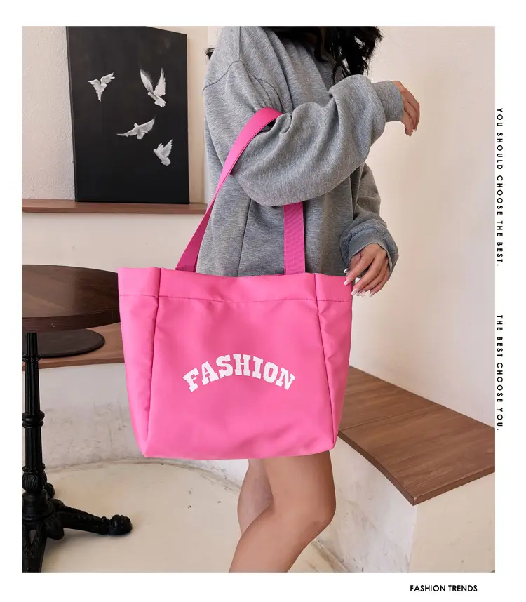 Women Summer Letter Printed Tote Bag White Large Capacity — feature 1