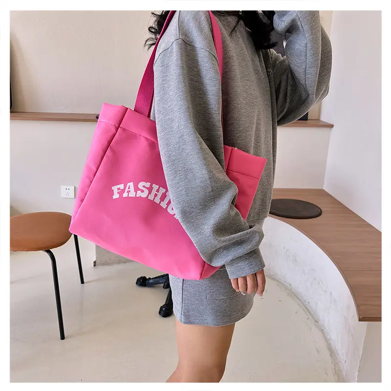 Women Summer Letter Printed Tote Bag White Large Capacity — feature 15