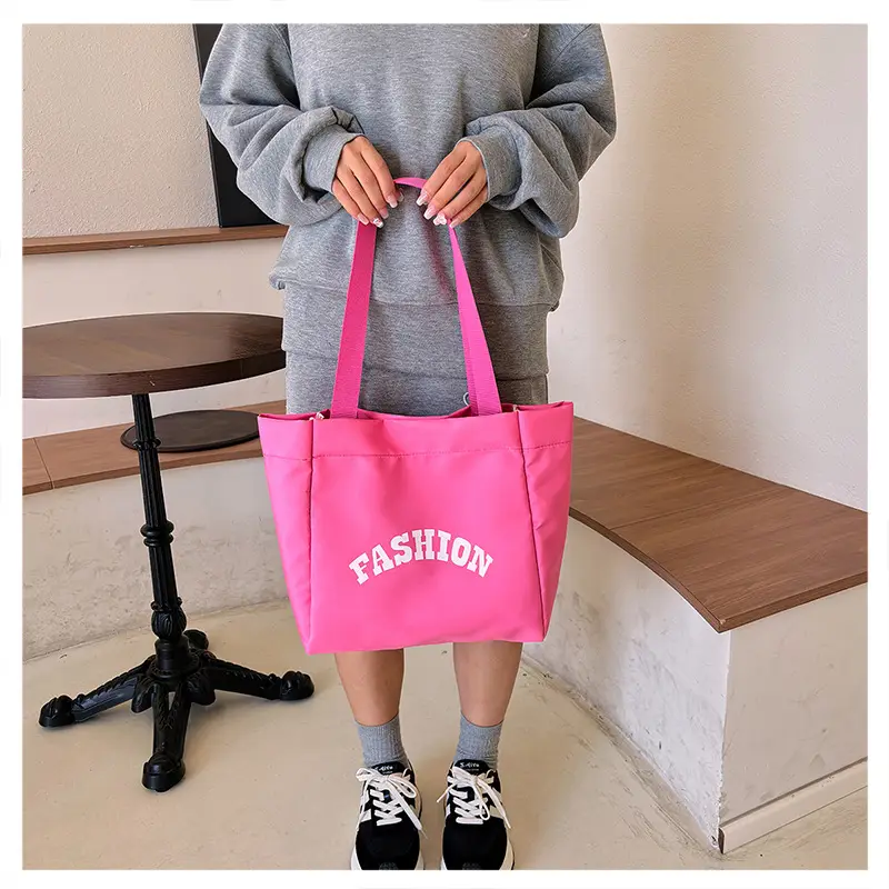 Women Summer Letter Printed Tote Bag White Large Capacity — feature 17