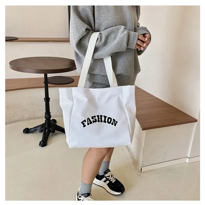 Women Summer Letter Printed Tote Bag White Large Capacity — feature 18