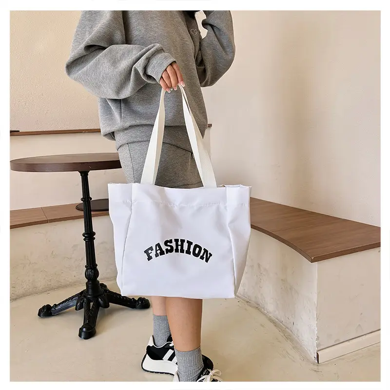 Women Summer Letter Printed Tote Bag White Large Capacity — feature 19