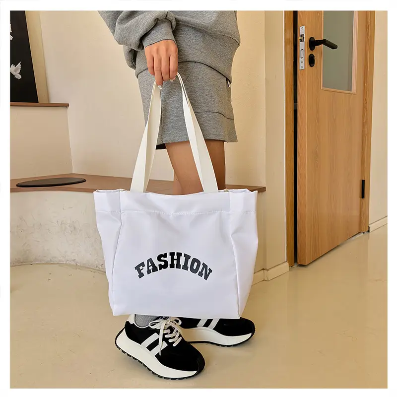 Women Summer Letter Printed Tote Bag White Large Capacity — feature 20