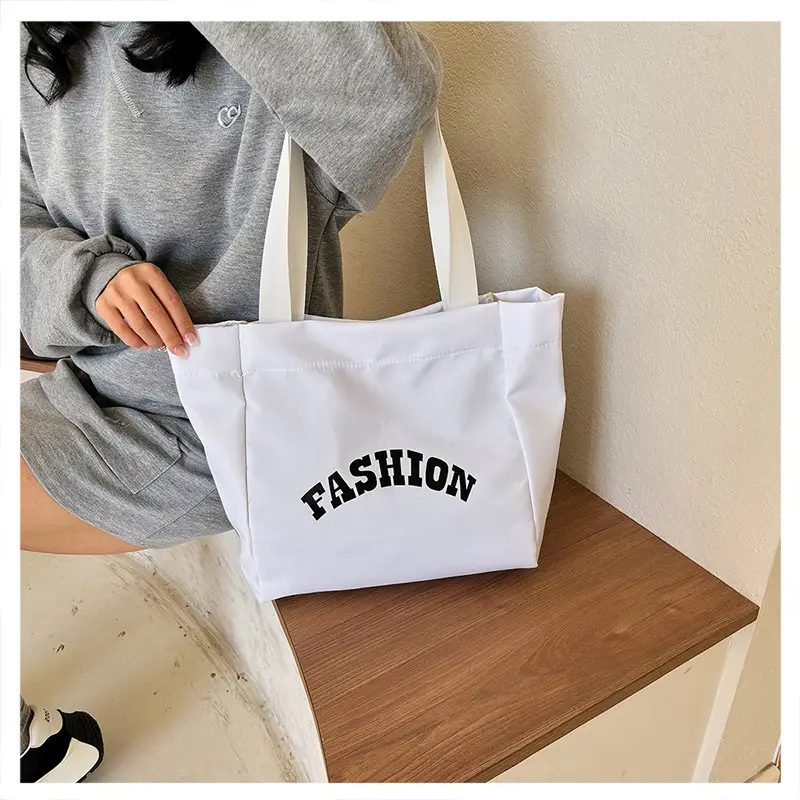 Women Summer Letter Printed Tote Bag White Large Capacity — feature 21