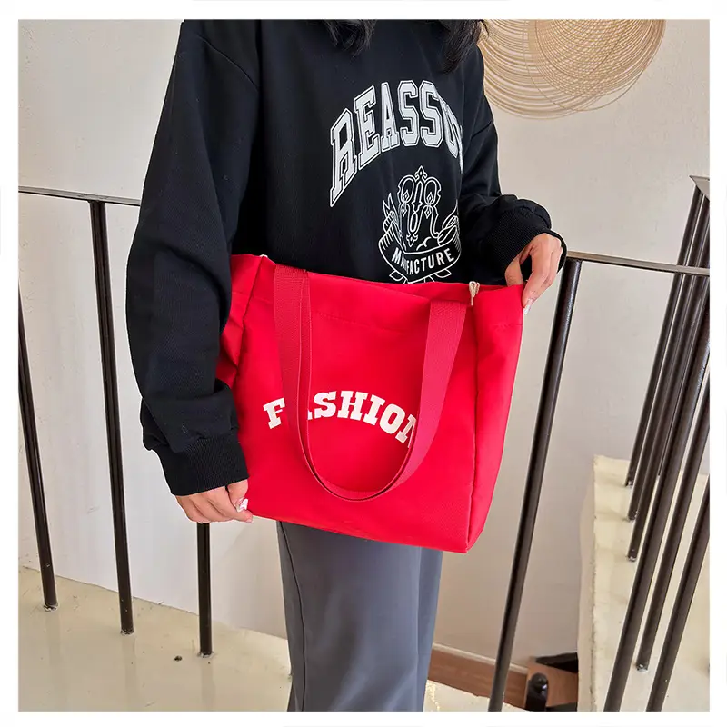 Women Summer Letter Printed Tote Bag White Large Capacity — feature 25