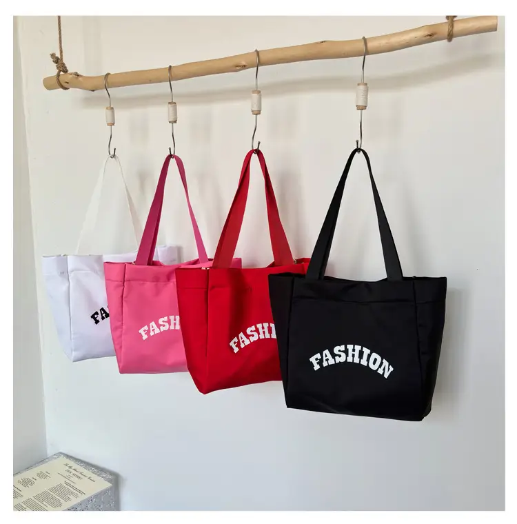 Women Summer Letter Printed Tote Bag White Large Capacity — feature 8