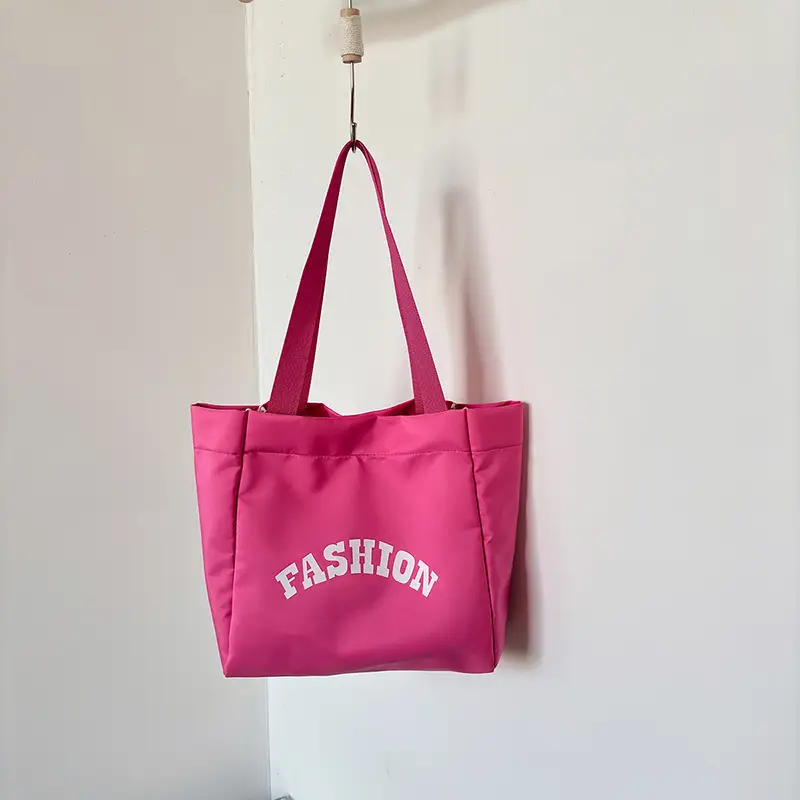 Women Summer Letter Printed Tote Bag White Large Capacity - Image 4