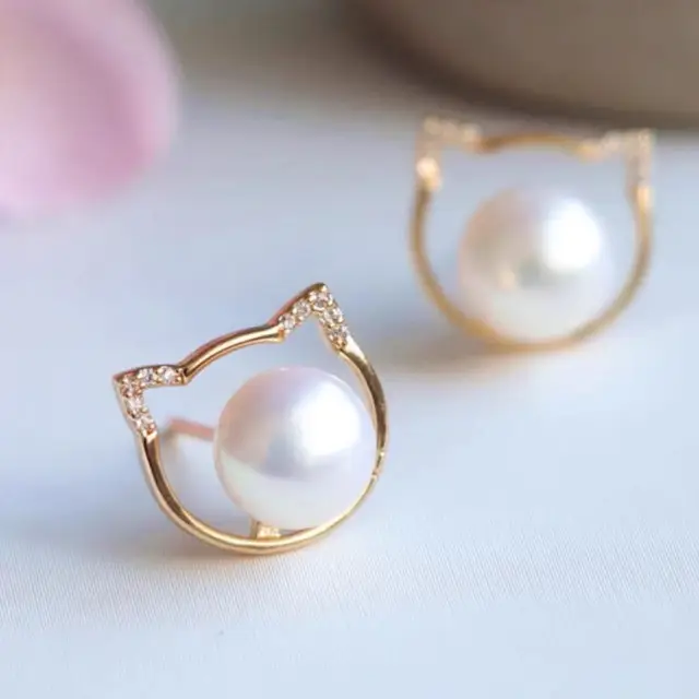 14K Gold Pearl Earrings Silver Needle Niche Design - Image 4