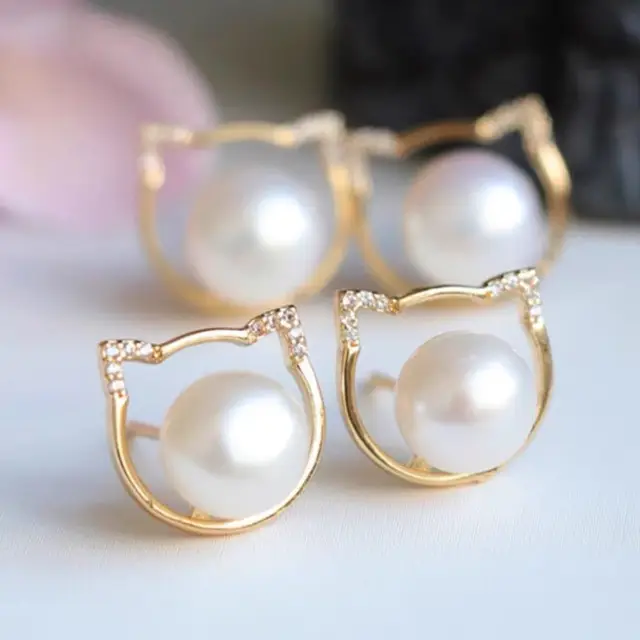 14K Gold Pearl Earrings Silver Needle Niche Design - Image 5