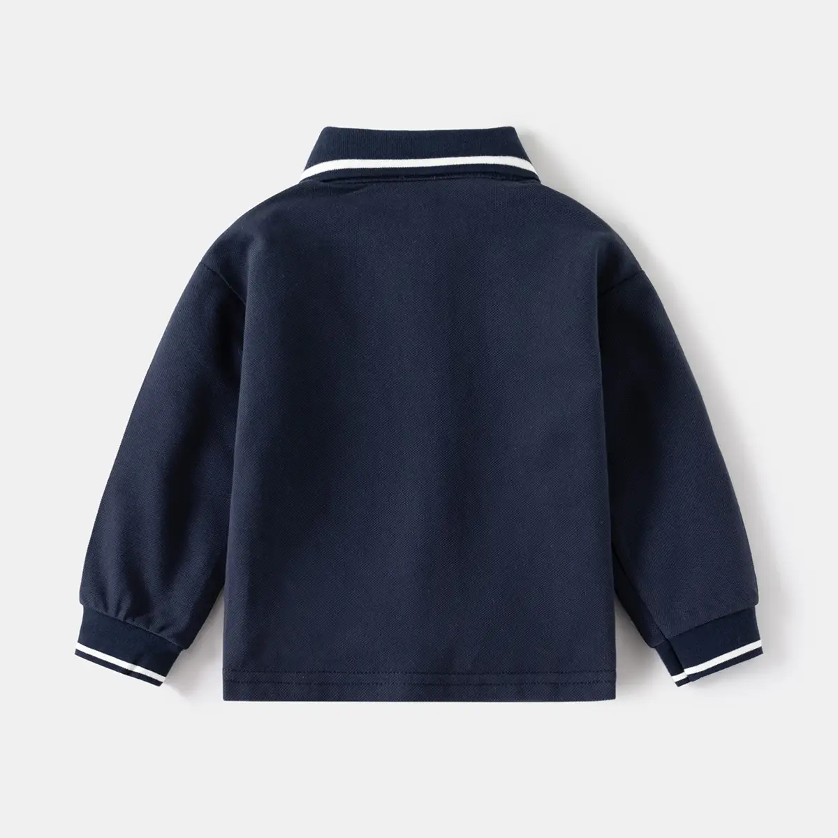2026 Spring Boys Polo T-Shirt Navy Blue White Trim - Image 7