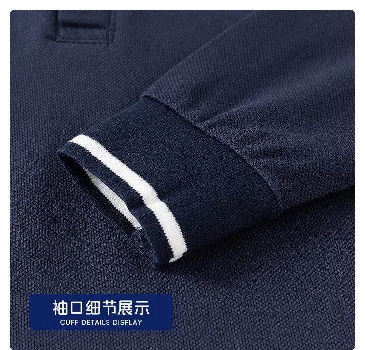 2026 Spring Boys Polo T-Shirt Navy Blue White Trim — feature 15