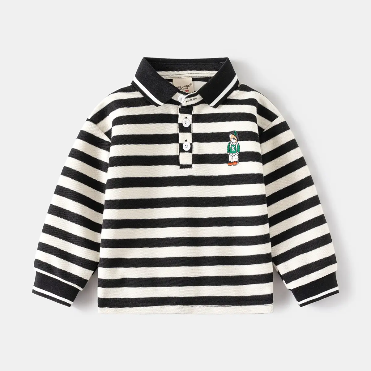 2026 Spring Boys Polo T-Shirt Navy Blue White Trim - Image 4