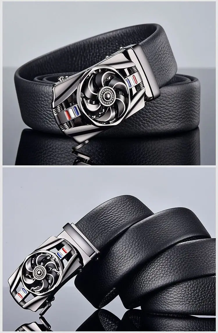 Men's Black Leather Belt with Gold Buckle — feature 15