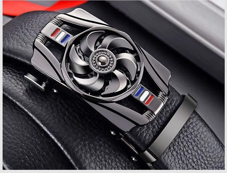Men's Black Leather Belt with Gold Buckle — feature 16