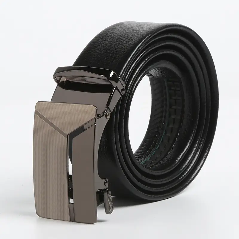 Men's Black Leather Belt with Gold Buckle - Image 14