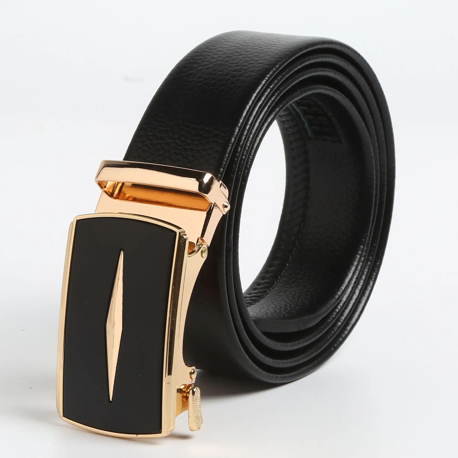 Men's Black Leather Belt with Gold Buckle - Image 17