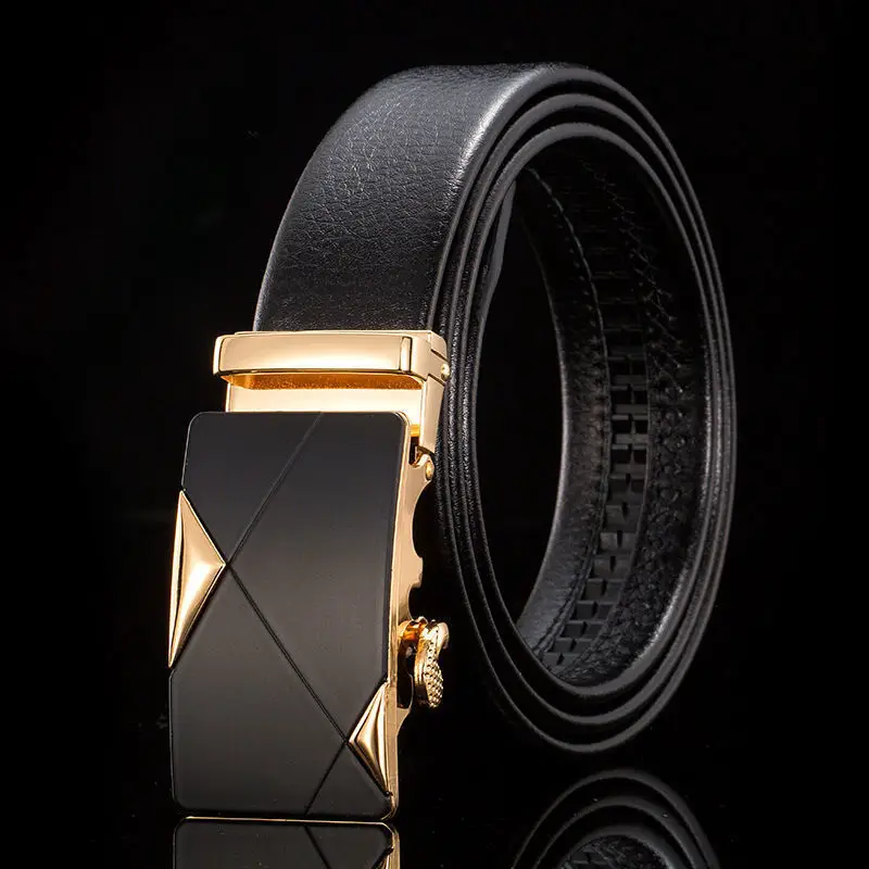 Men's Black Leather Belt with Gold Buckle - Image 18