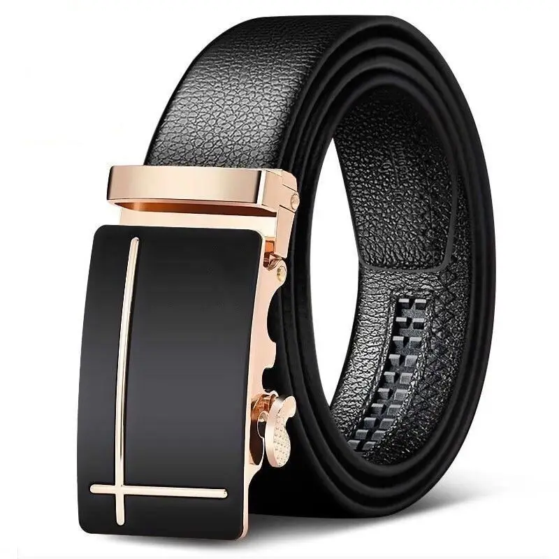 Men's Black Leather Belt with Gold Buckle - Image 20