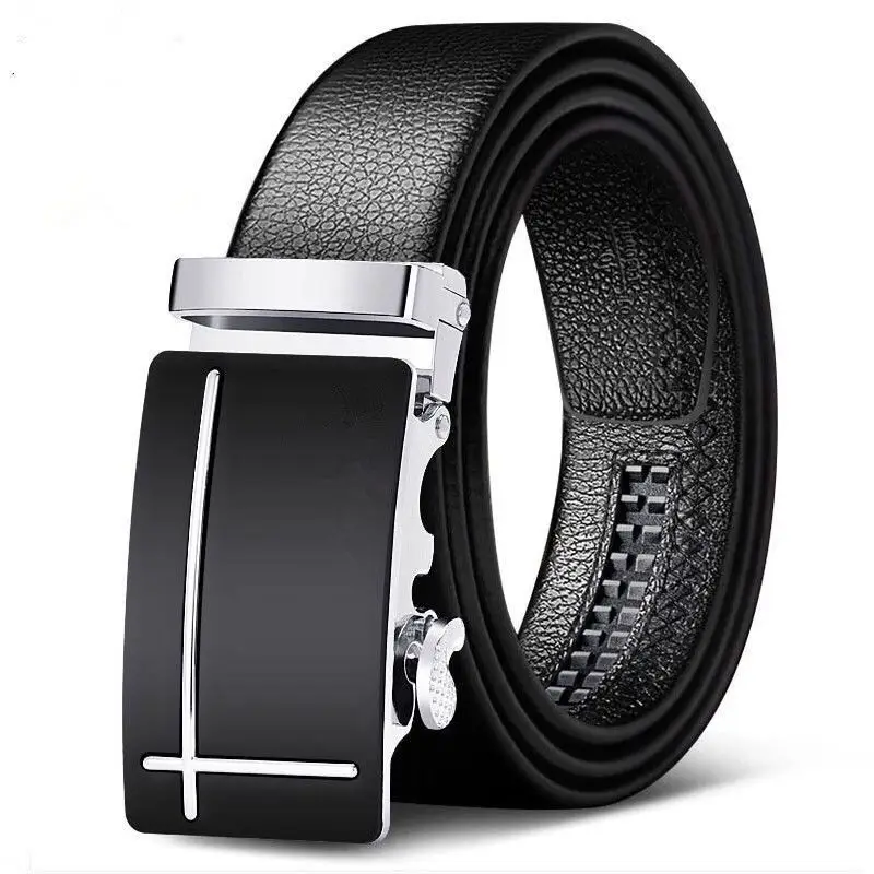 Men's Black Leather Belt with Gold Buckle - Image 21