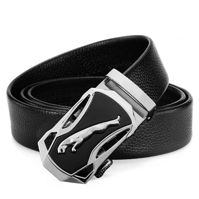 Men's Black Leather Belt with Gold Buckle - Image 23