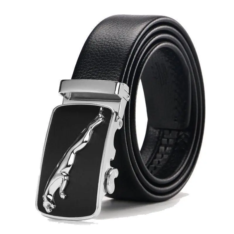 Men's Black Leather Belt with Gold Buckle - Image 25