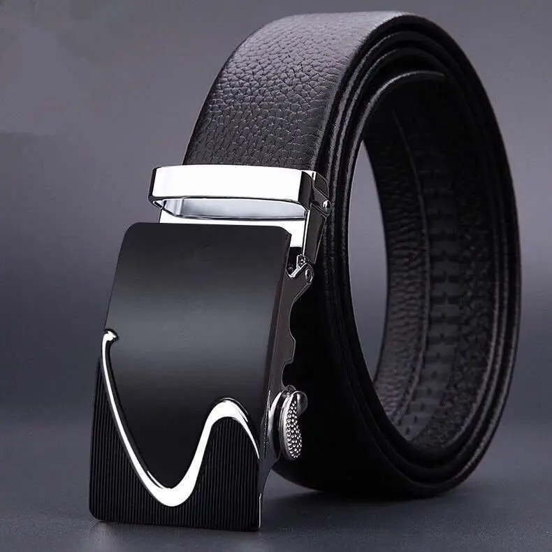 Men's Black Leather Belt with Gold Buckle - Image 40