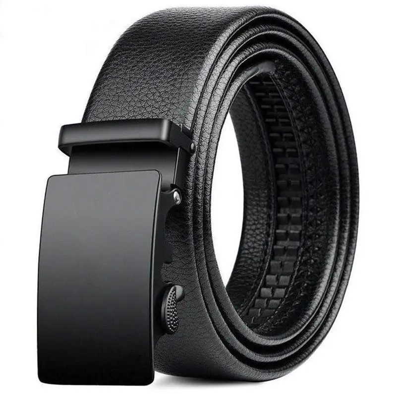 Men's Black Leather Belt with Gold Buckle - Image 42