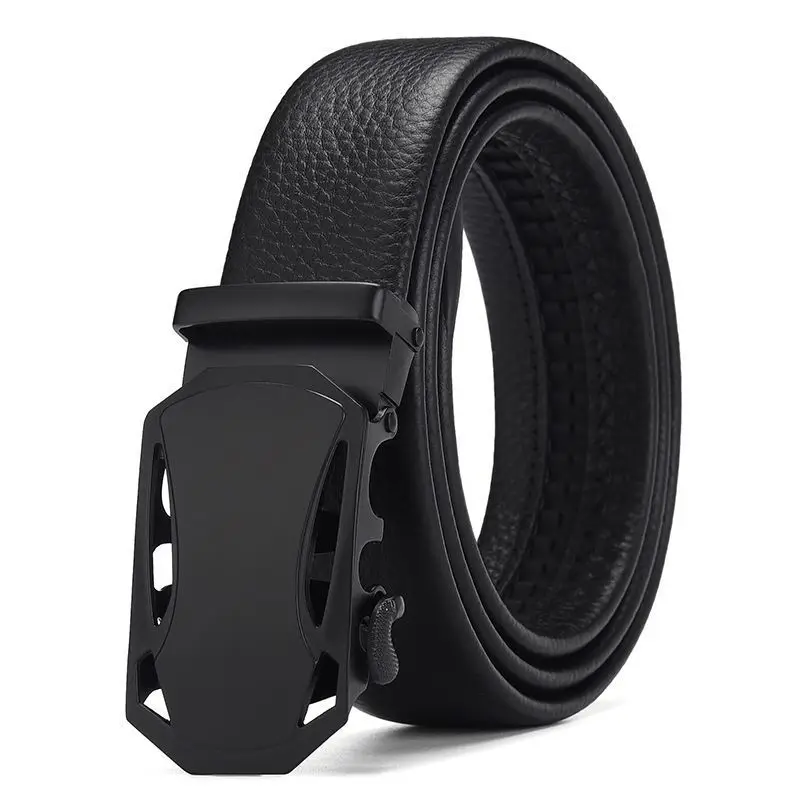 Men's Black Leather Belt with Gold Buckle - Image 43