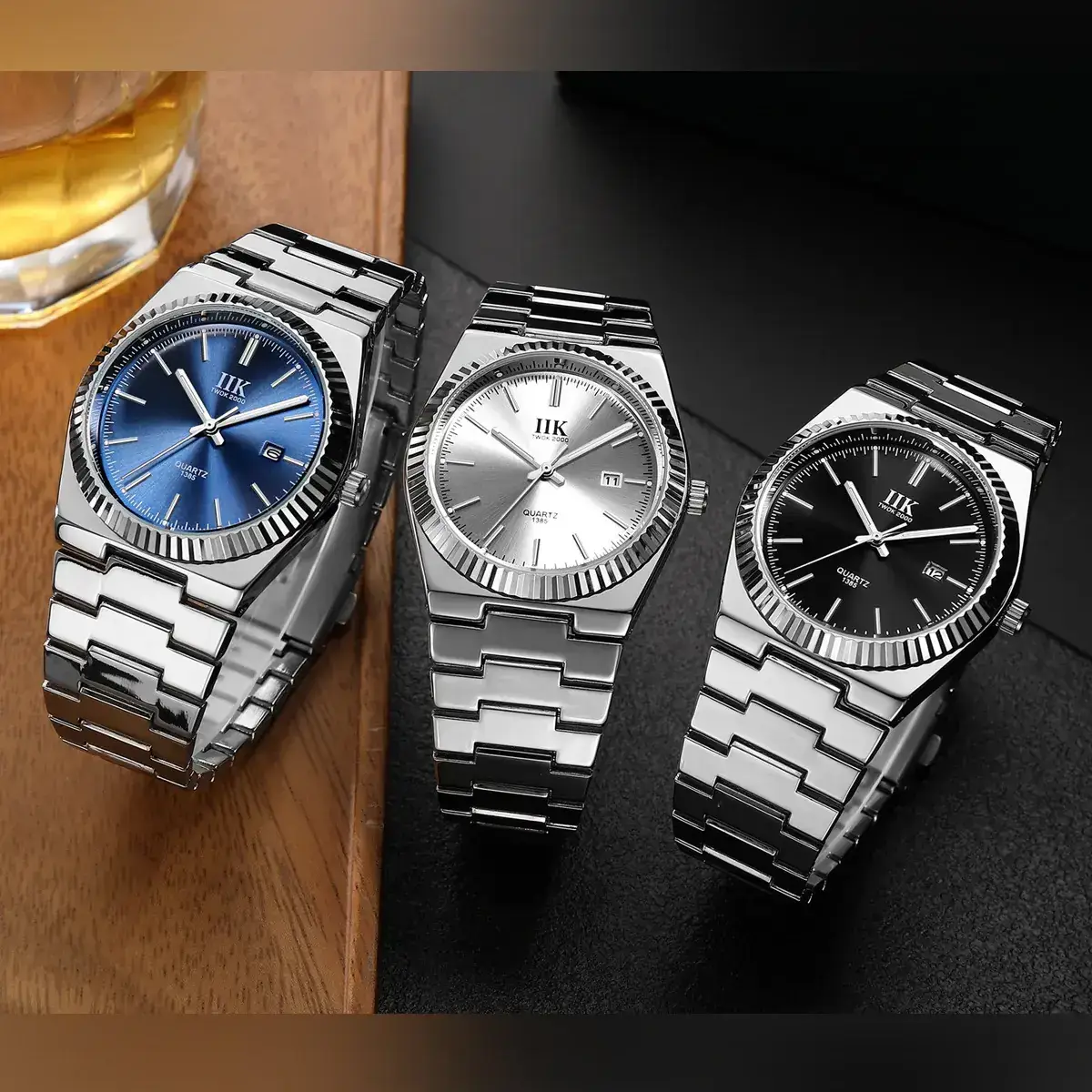 IIK Stainless Steel Blue Calendar Watch for Men - Image 8