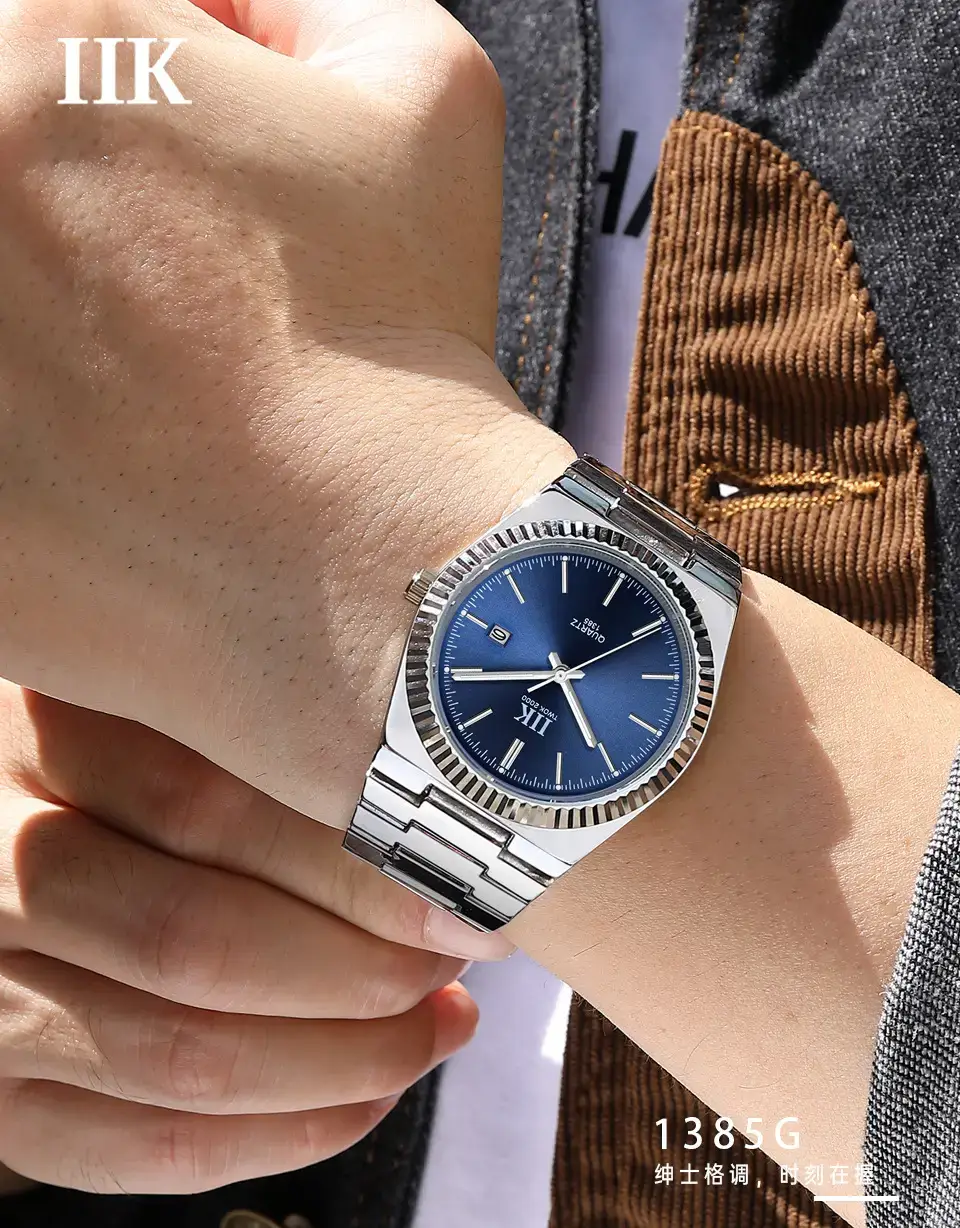 IIK Stainless Steel Blue Calendar Watch for Men — feature 2