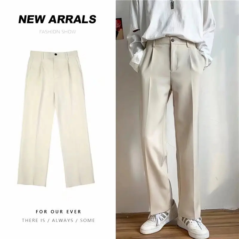 Men's Black Solid Color Loose Fit Pants Spring Autumn - Image 4