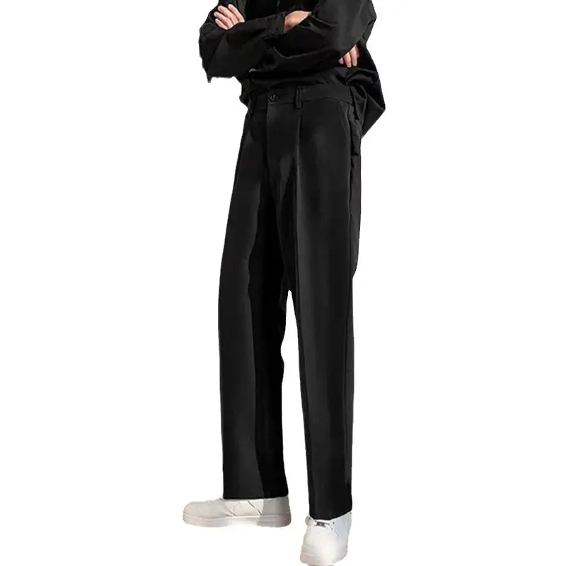 Men's Black Solid Color Loose Fit Pants Spring Autumn - Image 7
