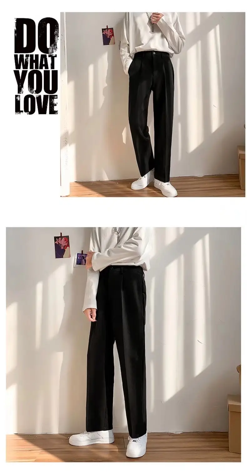 Men's Black Solid Color Loose Fit Pants Spring Autumn — feature 7