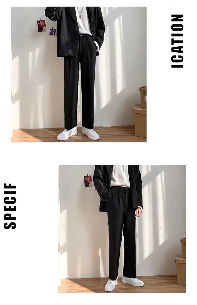 Men's Black Solid Color Loose Fit Pants Spring Autumn — feature 8