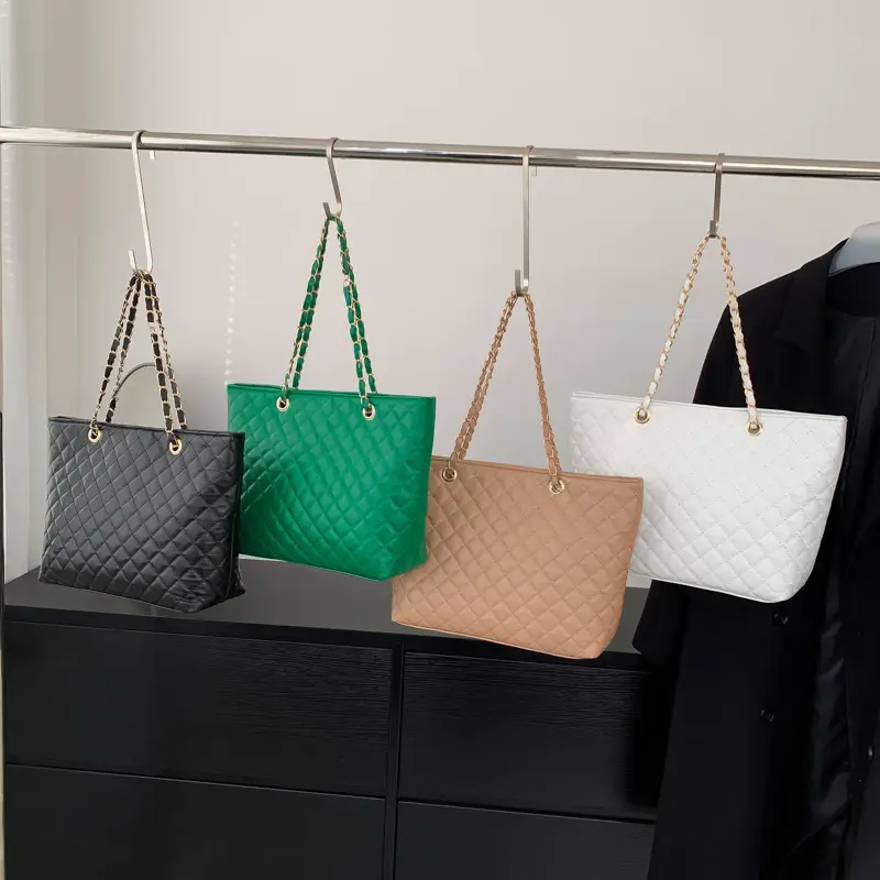 Women Quilted Beige Shoulder Bag 2023 Winter - Image 5
