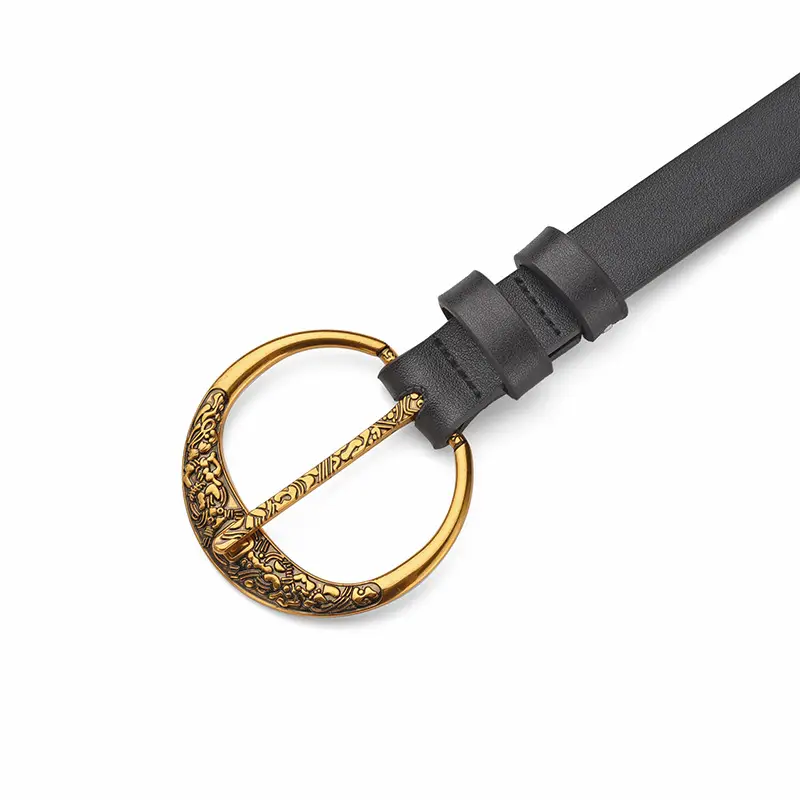 Retro Circle Belt Women Brown Gold Decorative Waist - Image 6