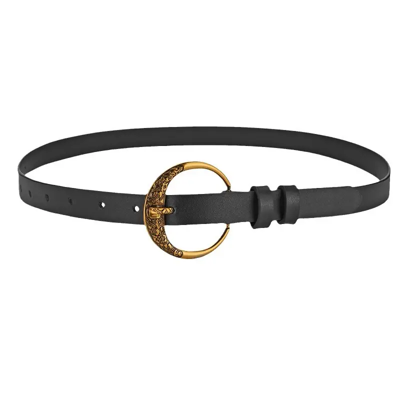Retro Circle Belt Women Brown Gold Decorative Waist - Image 7