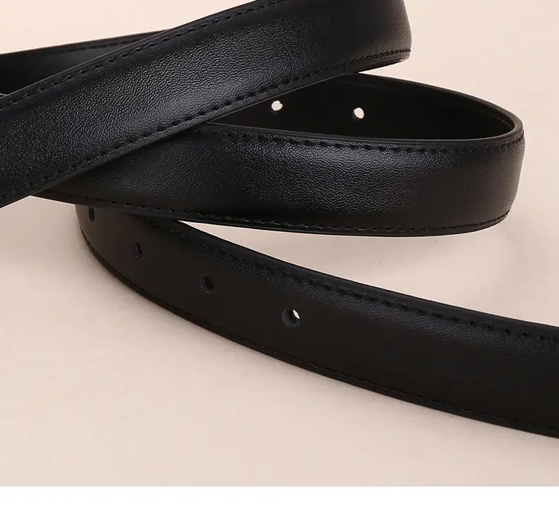 Black Leather Belt with Gold Plated End for Women — feature 13