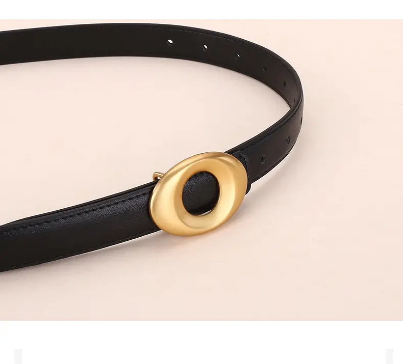Black Leather Belt with Gold Plated End for Women — feature 14