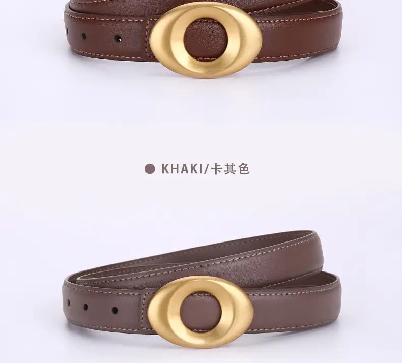 Black Leather Belt with Gold Plated End for Women — feature 25