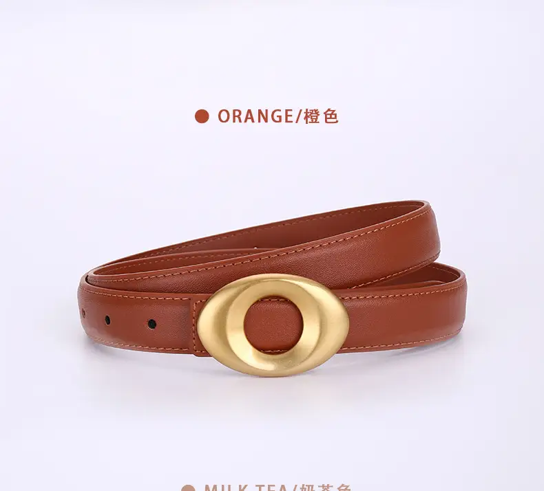 Black Leather Belt with Gold Plated End for Women — feature 26
