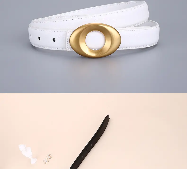 Black Leather Belt with Gold Plated End for Women — feature 28