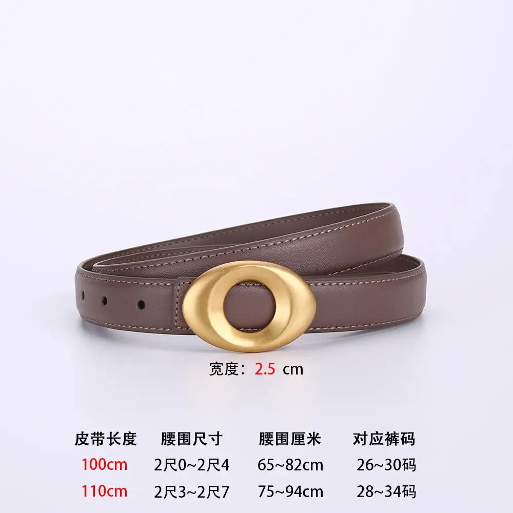 Black Leather Belt with Gold Plated End for Women - Image 3