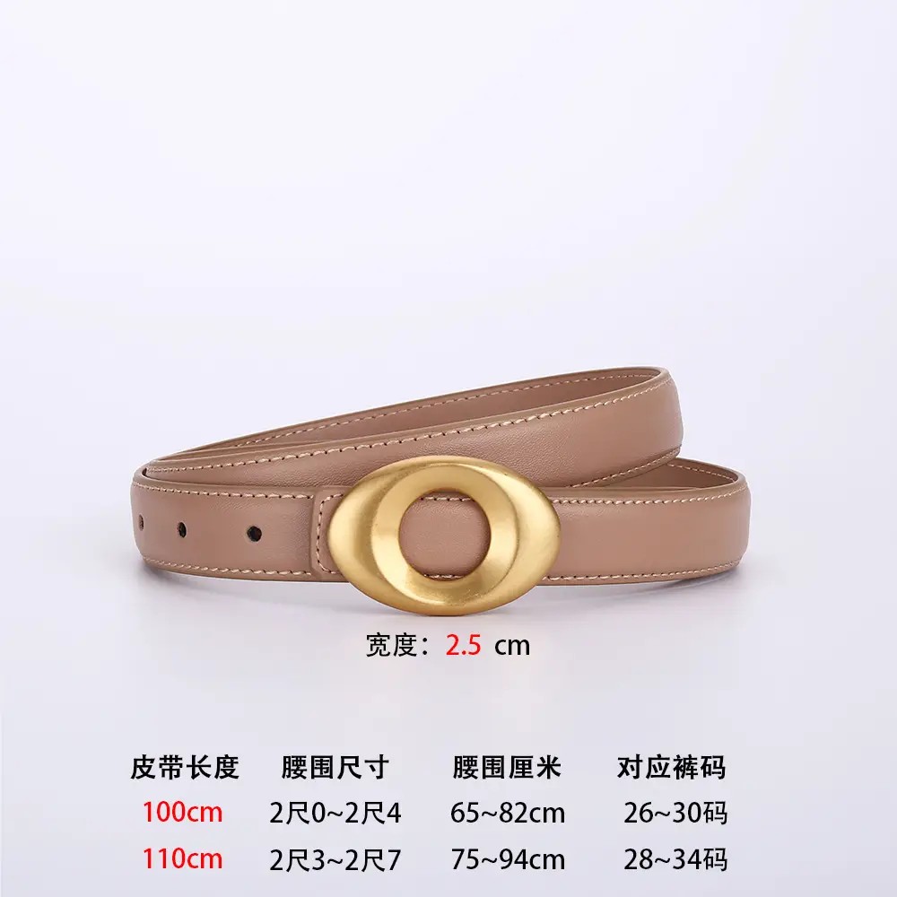 Black Leather Belt with Gold Plated End for Women - Image 5