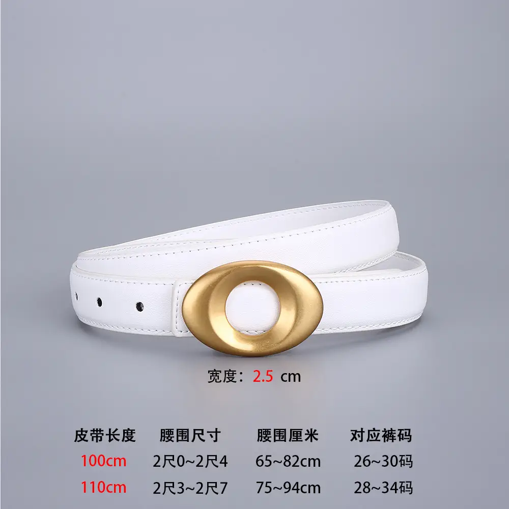 Black Leather Belt with Gold Plated End for Women - Image 6