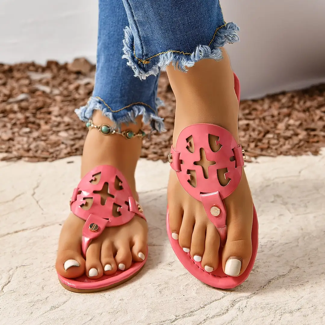 European and American flip flops women's summer slippersg flip-flops foreign trade plus size flat sandals shoes — feature 3