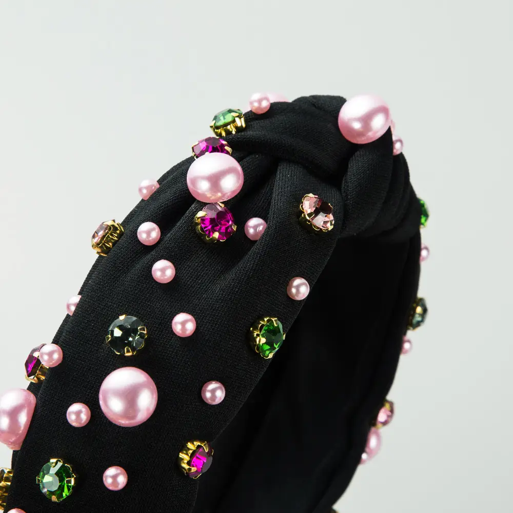 Pink Knotted Pearl Headband with High Skull Design - Image 8