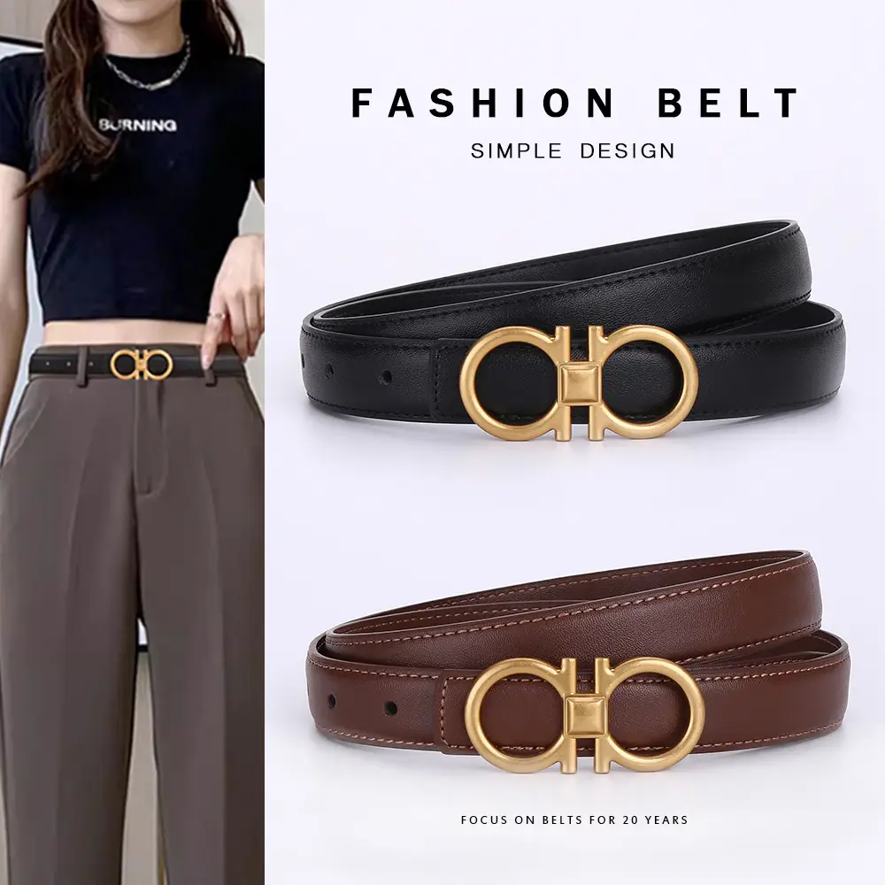 Women Vintage Black H-Braceled Waist Belt - Image 10