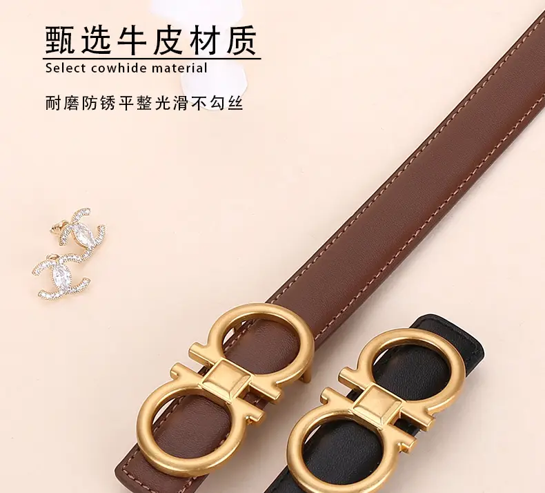Women Vintage Black H-Braceled Waist Belt — feature 11