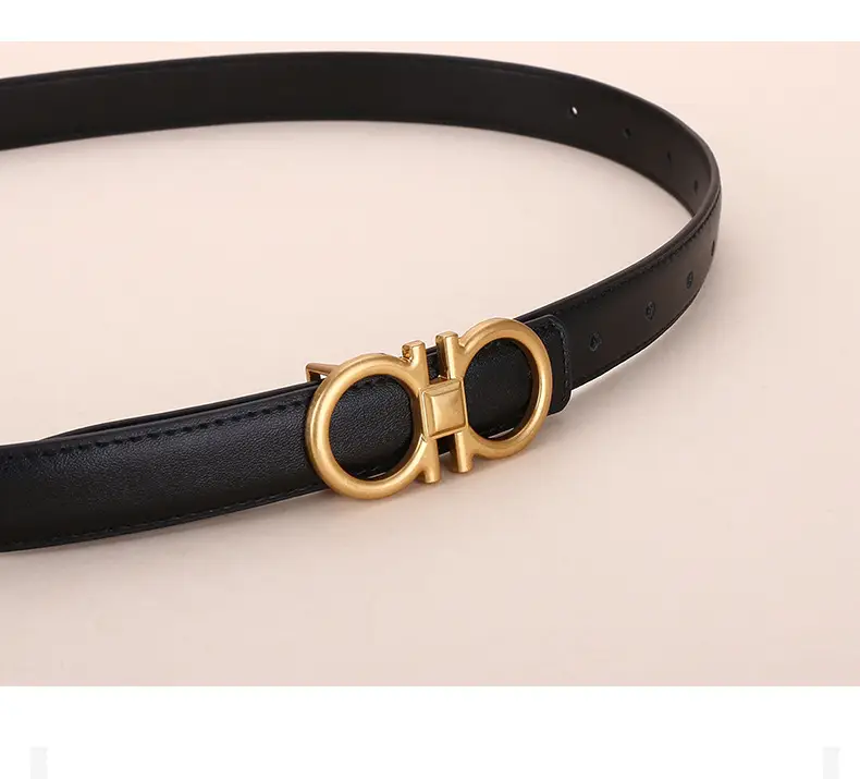 Women Vintage Black H-Braceled Waist Belt — feature 14